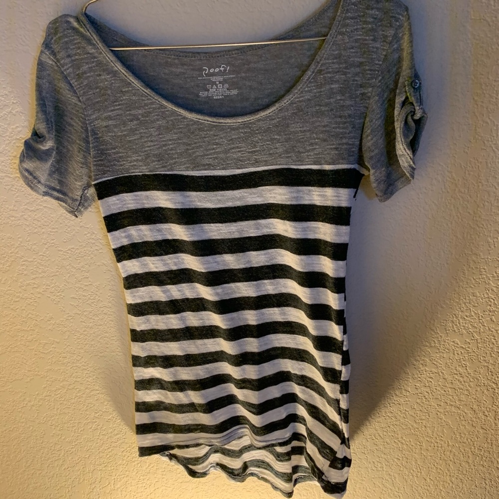 Poof Women’s Medium Tee grey stripe